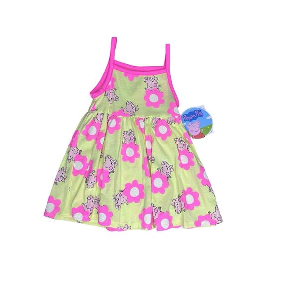Peppa Pig Toddler Girls Graphic Print Tank Dress 12 Months Floral Summer Cute - Picture 3 of 6